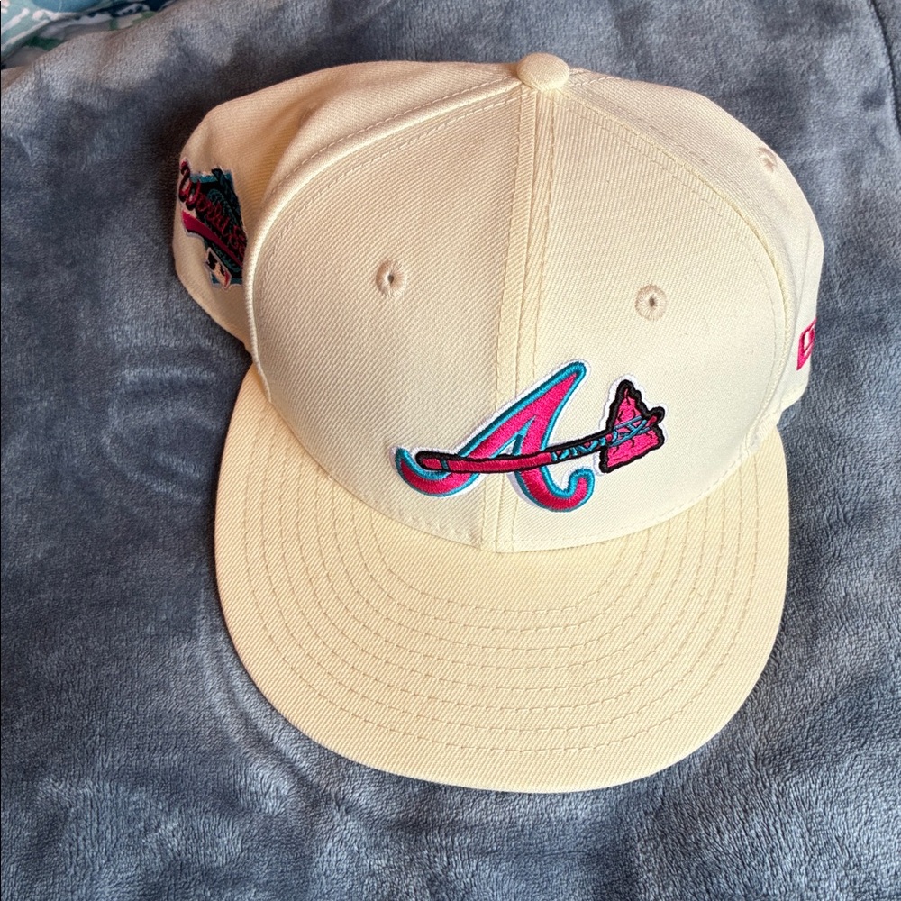 New Era Cream and Pink Women's Hat | NWOT